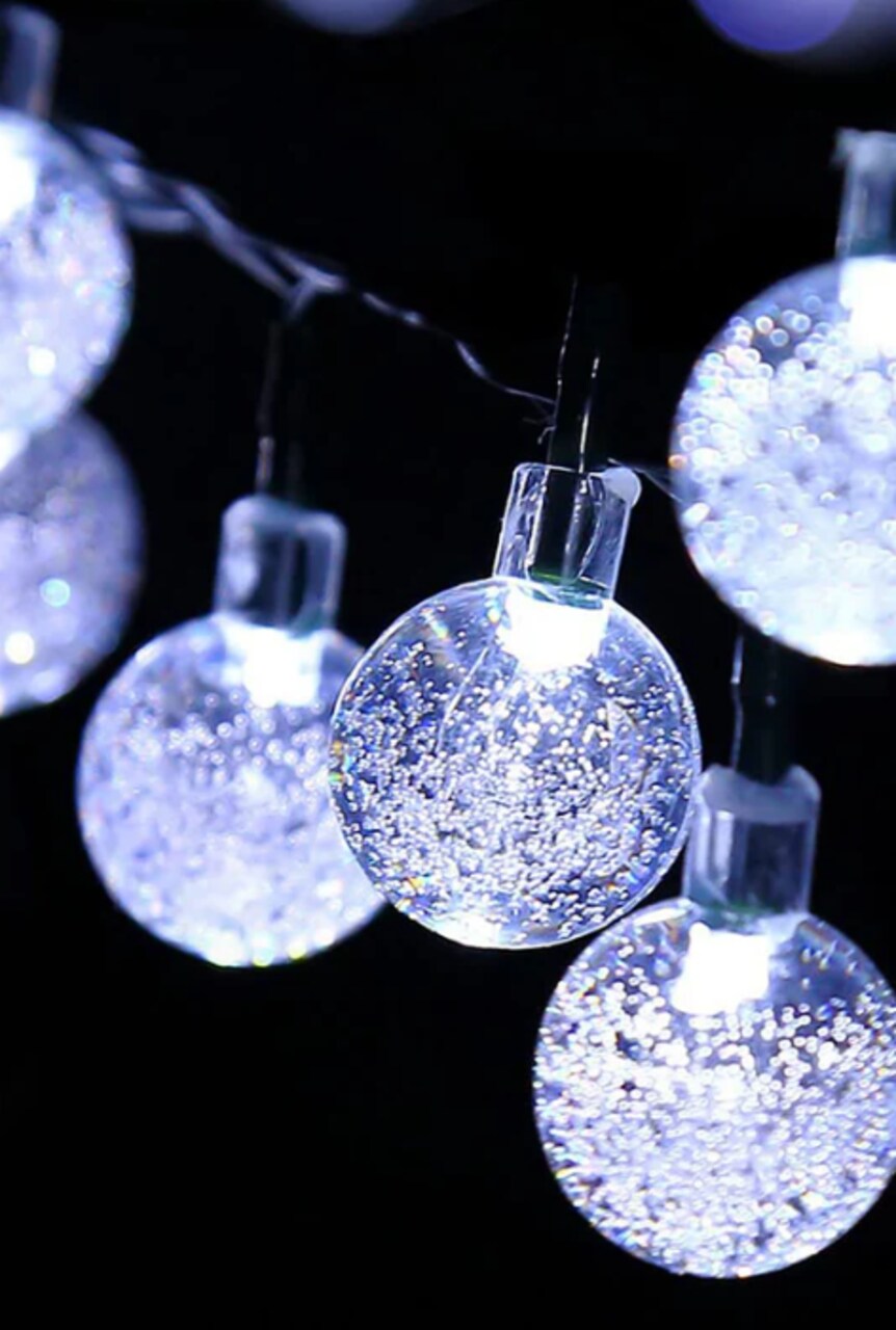 Sparkling 30 LED Solar Bubble String Lights for Outdoor Ambiance